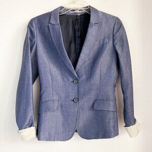 Tiger of Sweden Slate Blue Fitted Cropped Blazer Wool Linen Viscose 36